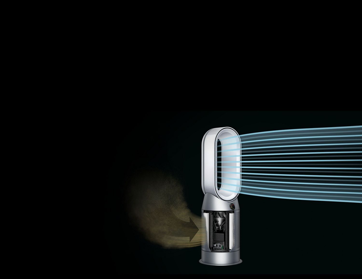 Dyson purifier projecting cool air. Dyson purifier projecting cool air.