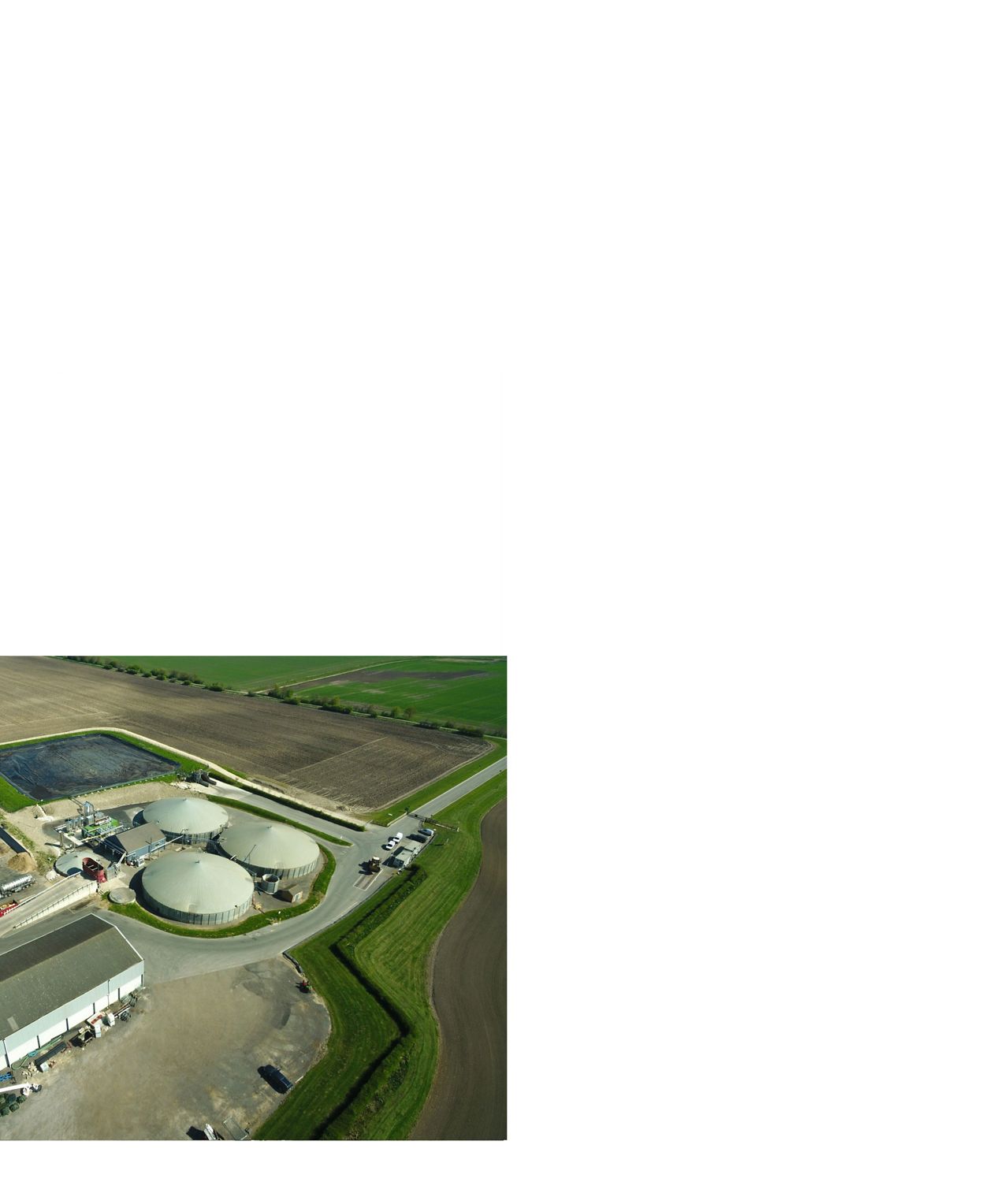 Aerial view of Dyson Farming's anaerobic digester