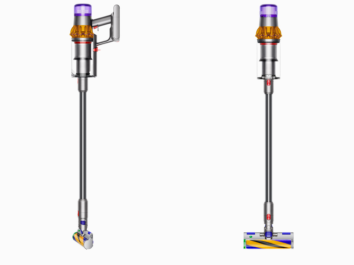Dyson Outsize vacuum front and side views
