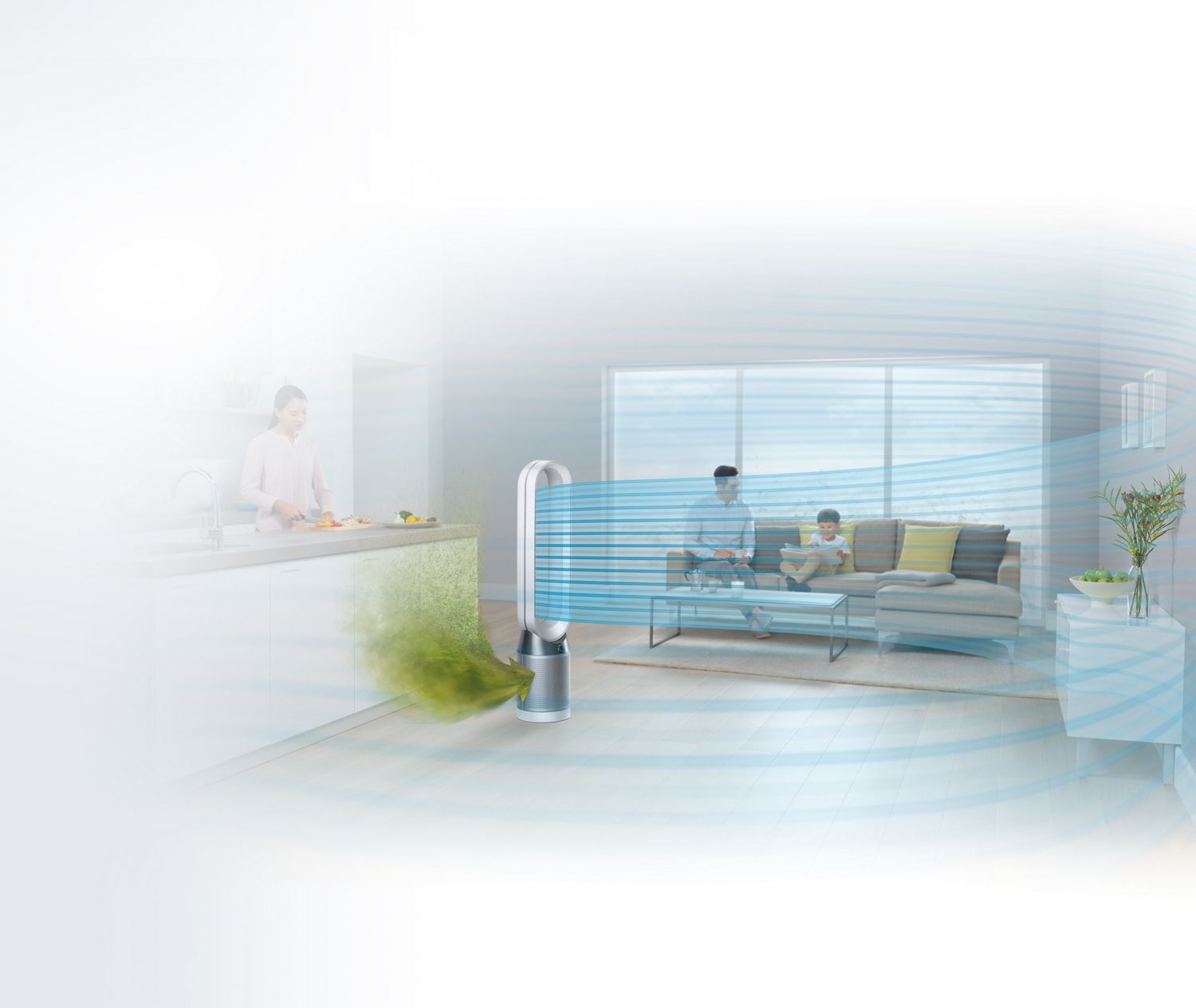 Le Dyson Pure Cool purifie l’air pour éliminer les gaz