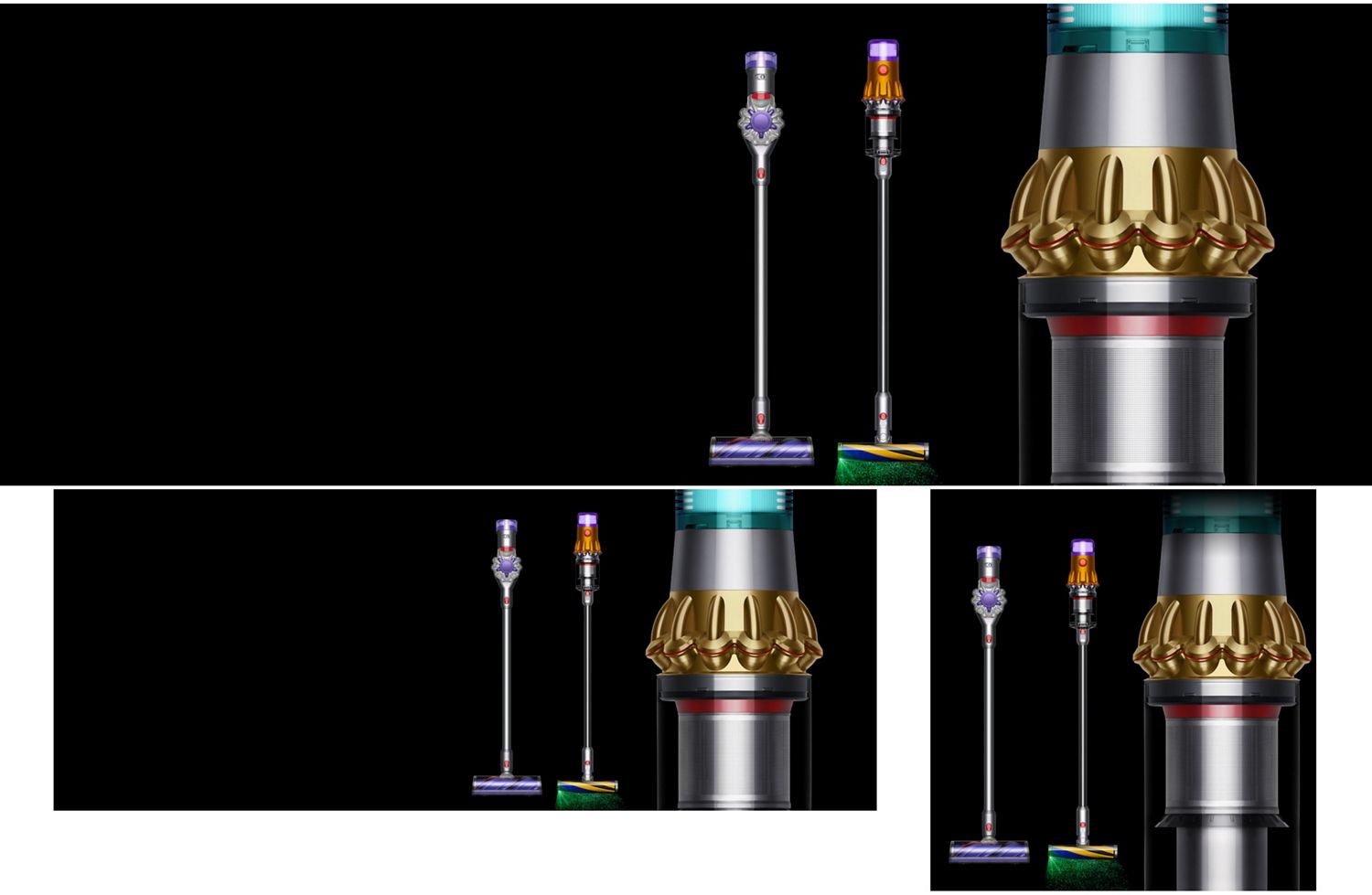 Dyson WashG1 wet floor cleaner and Dyson V15 Detect cordless vacuum.