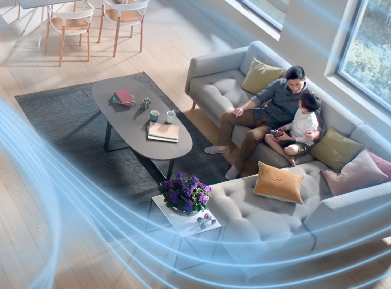 Purified air flowing through living room