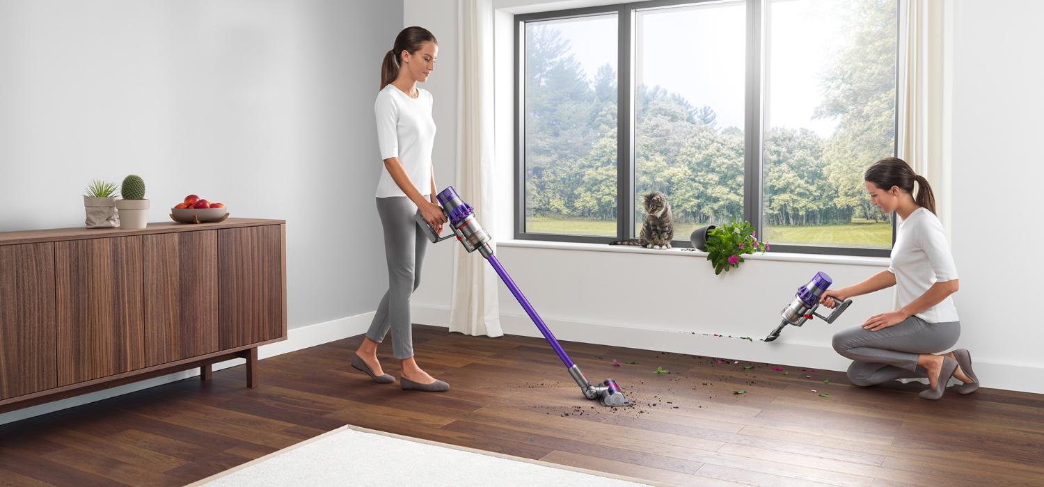 Dyson vacuum cleaner vacuuming room