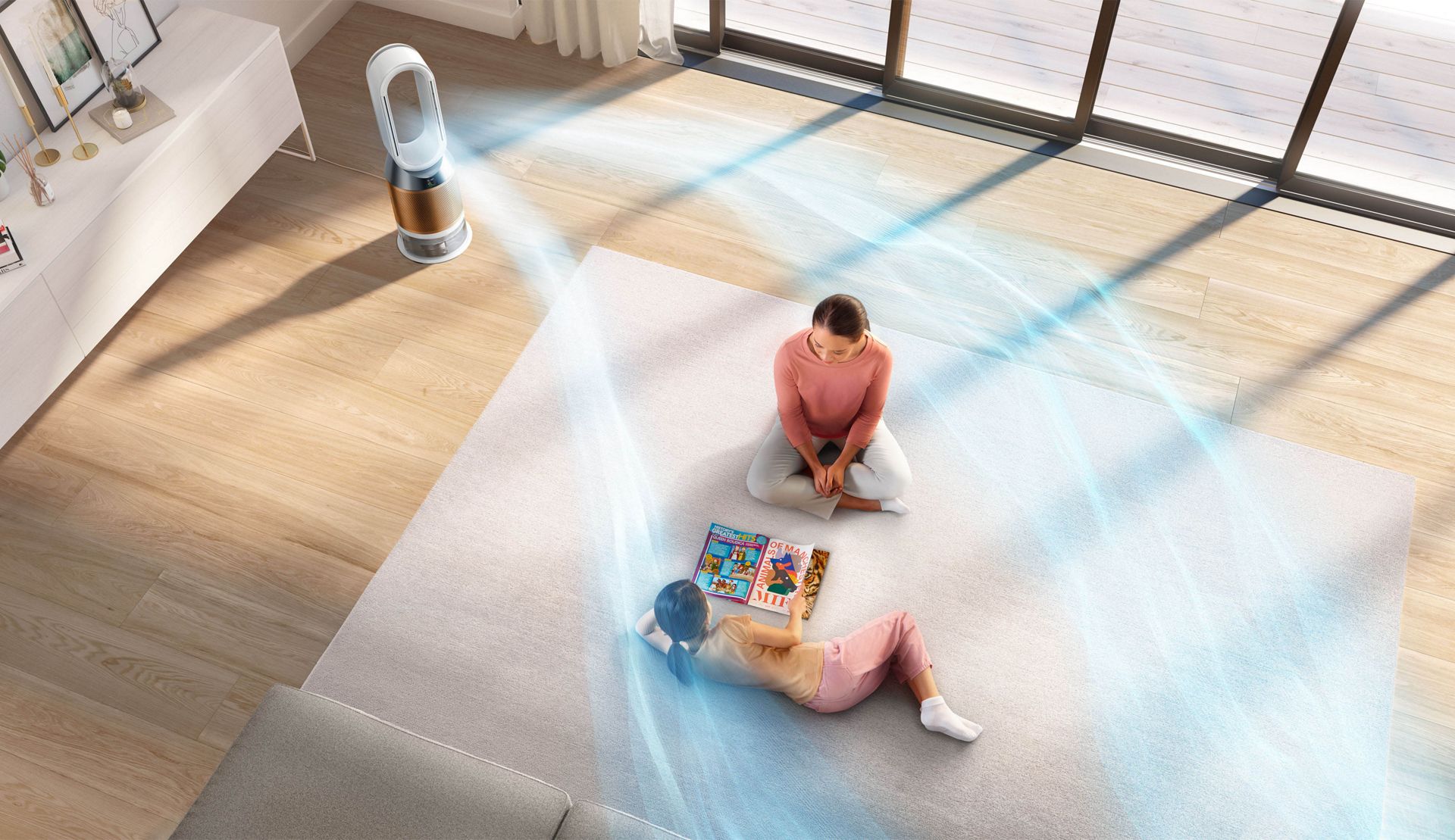 Dyson air purifier purifying air in room