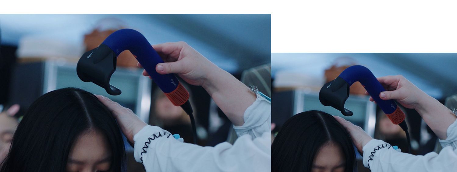 Stylist using supersonic r to style hair