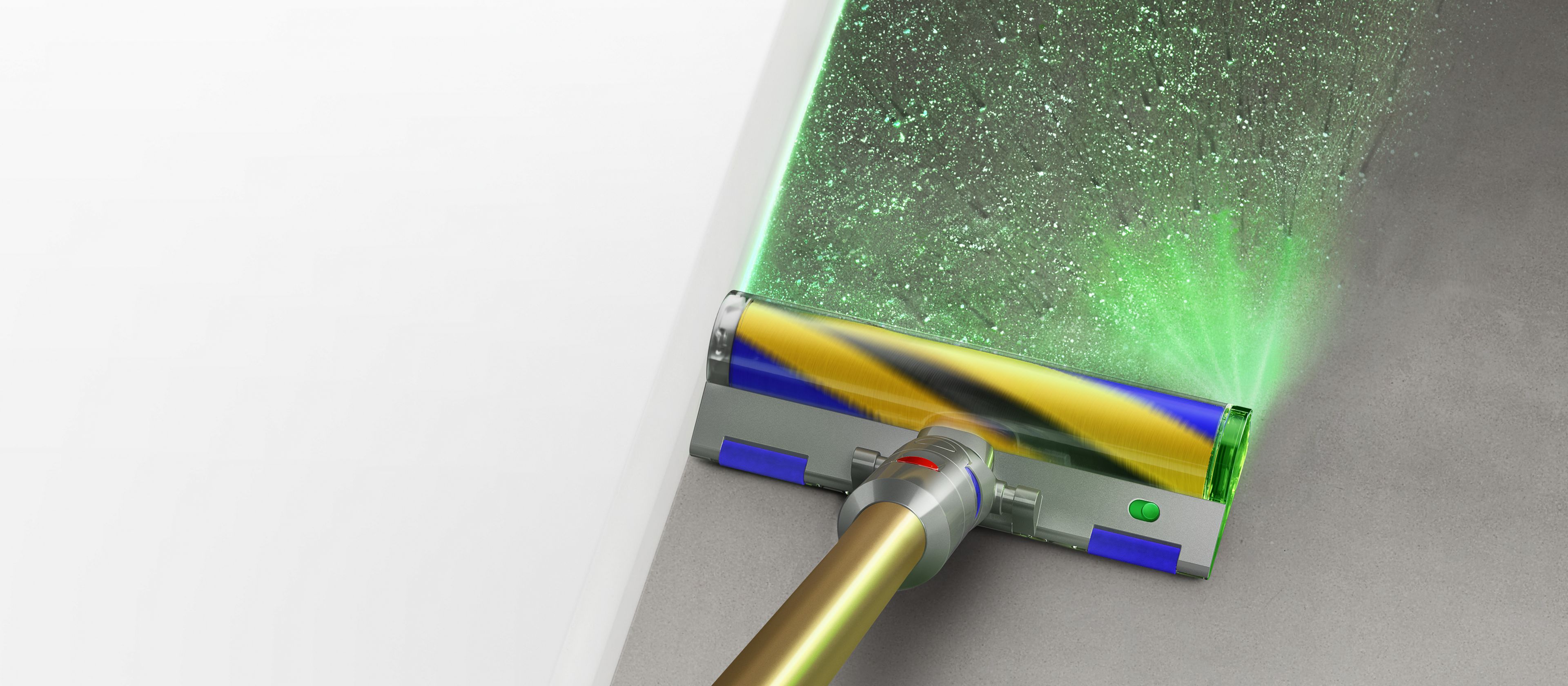 Dyson Outsize vacuum with Hair screw tool attachment cleaning hair from a dog bed