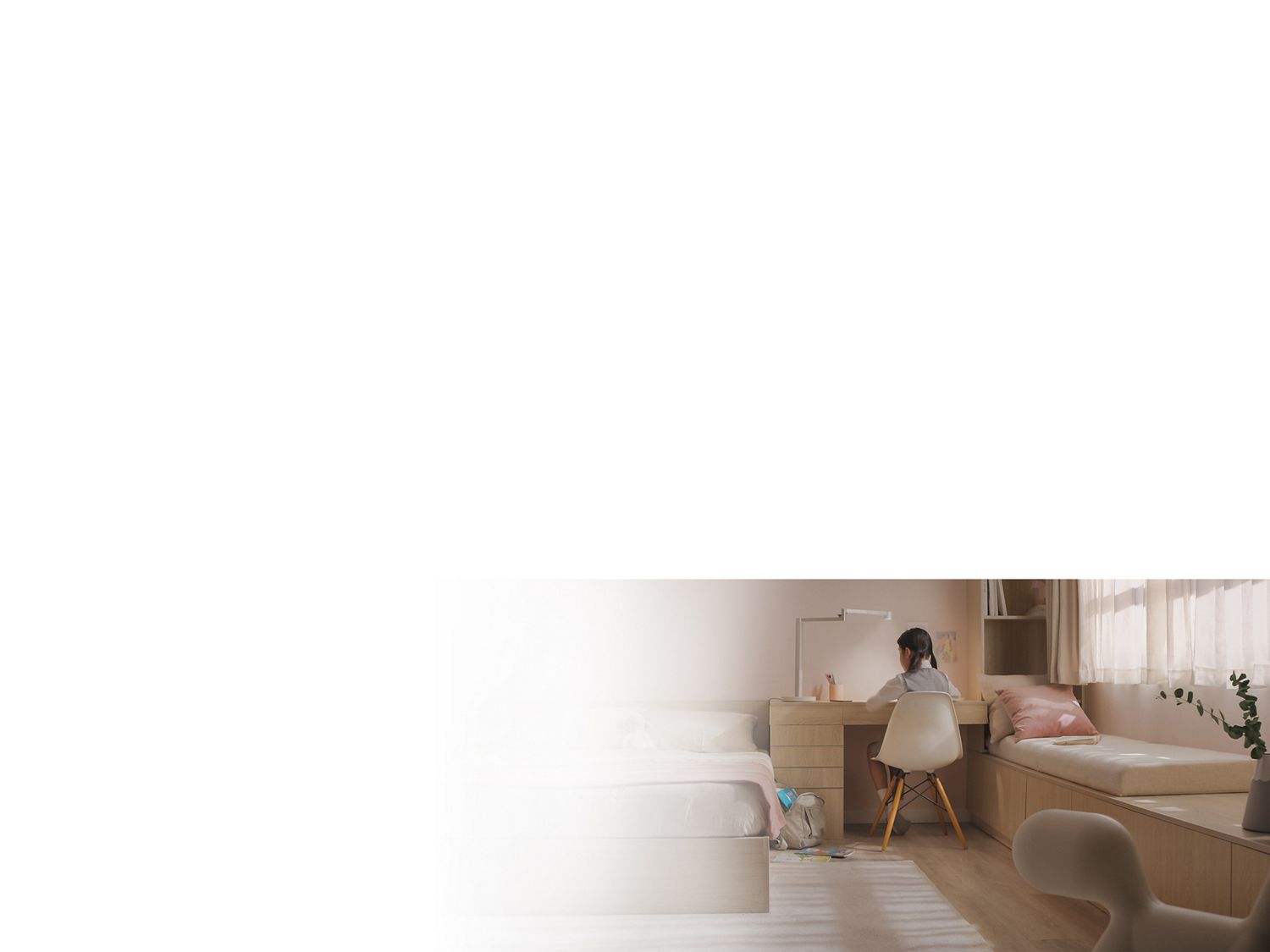 Dyson Solarcycle Morph desk lamp providing light to read by