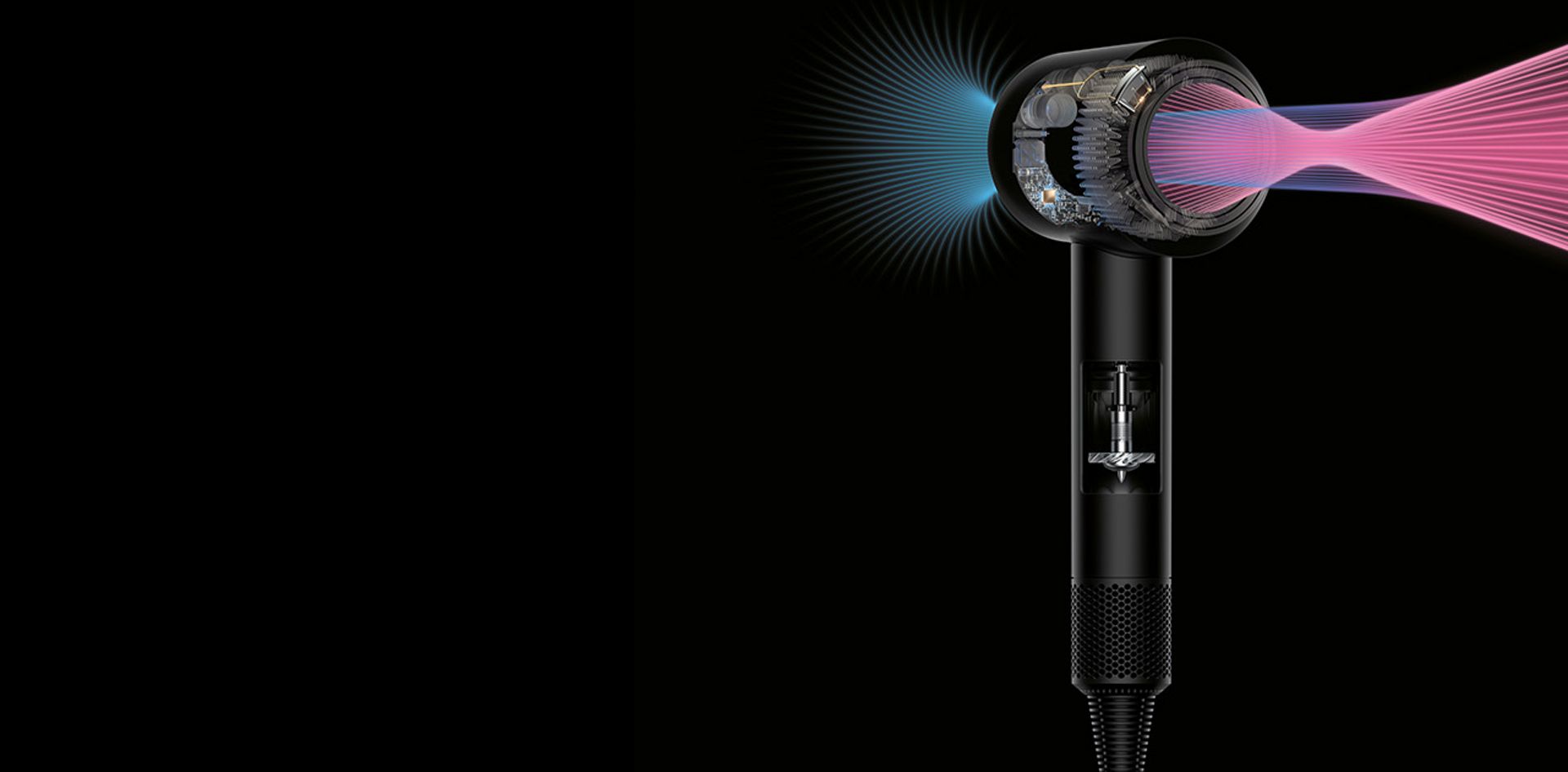 Потік повітря через професійний фен Dyson Supersonic™ Потік повітря через професійний фен Dyson Supersonic™