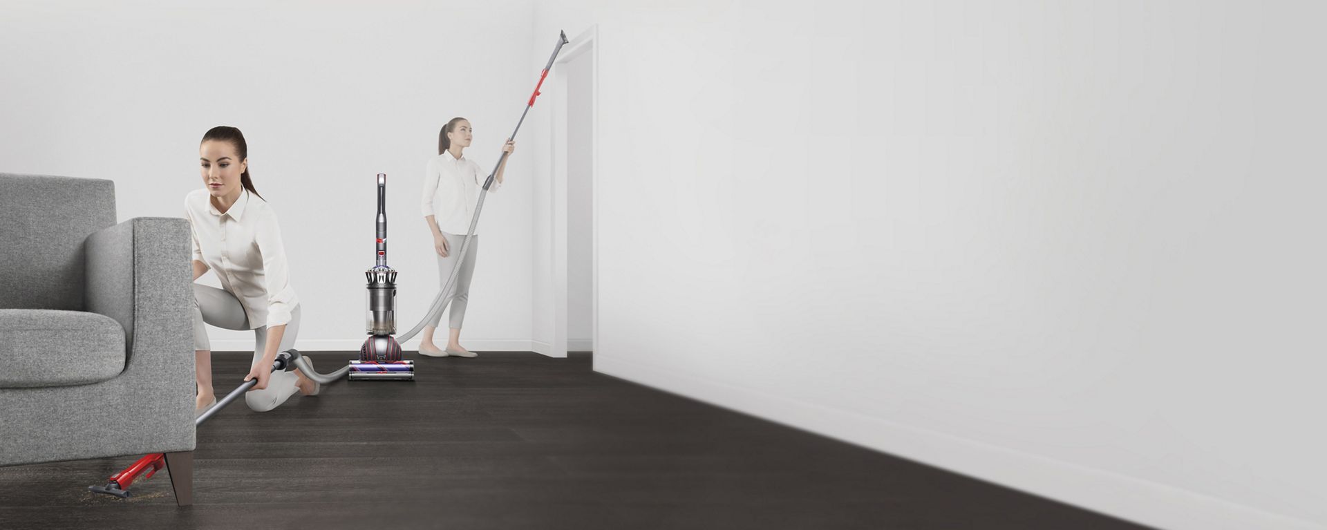 A man cleans his whole house with the Dyson Ball Animal Complete.