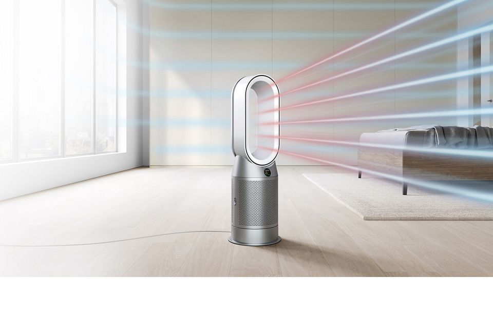 Dyson Purifier Hot+Cool drawing in dirty air and projecting purified air