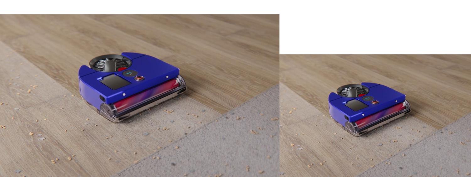 Aspirateur robot Dyson 360 VisNav qui nettoie du parquet