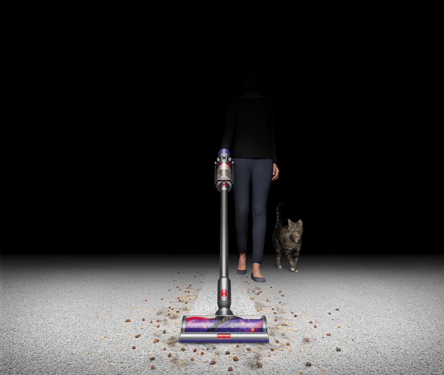 Dyson cyclone v10 pet vaccuum vacuuming pet hair and pet food
