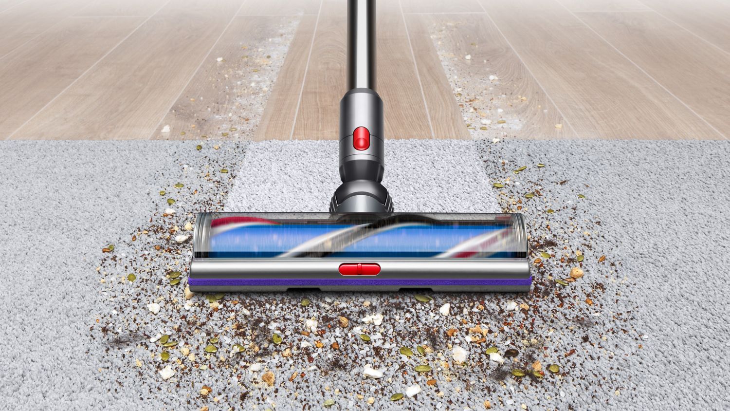 Dyson Outsize cleaning dirt on carpet