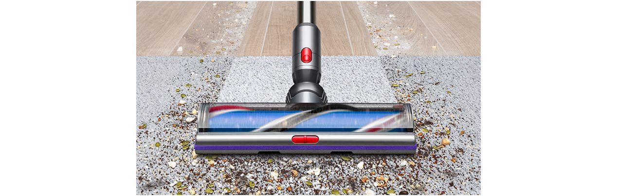 High Torque XL cleaner head moving from hard floor to carpet