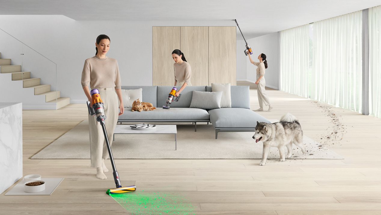 Vacuum cleaner cleaning in various places around the home