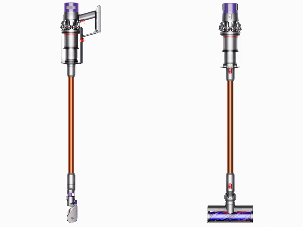 Dyson V10 absolute black front and side view