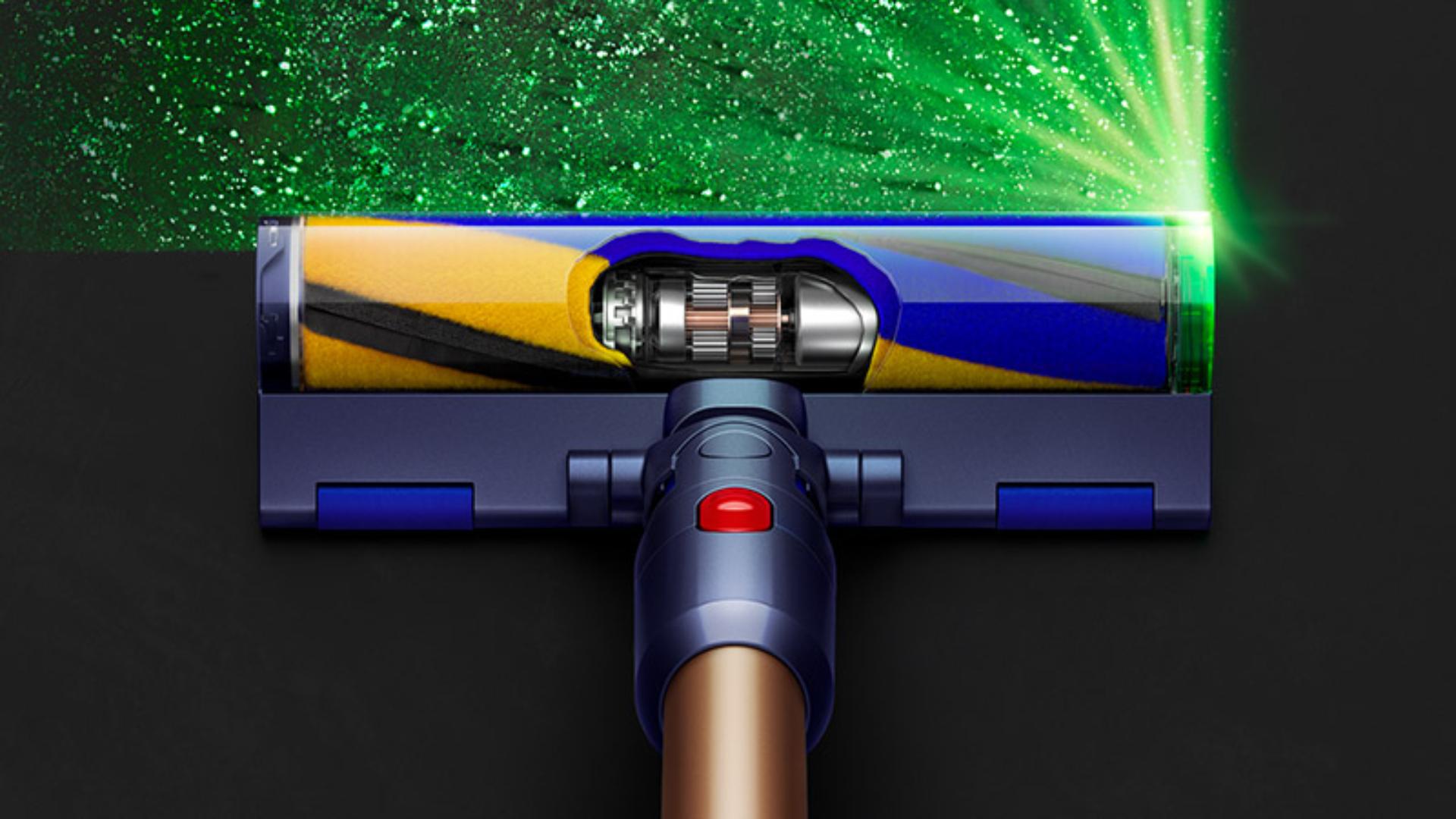 Profile of the green blade of light emitting from the Fluffy Optic cleaner head.