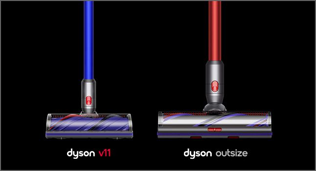 Dyson v11 vacuum next to outsize vacuum