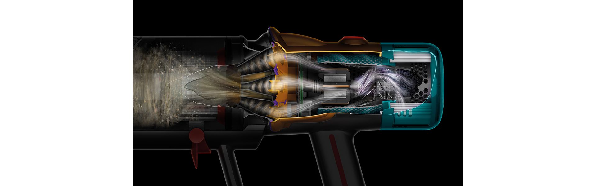 Cutaway of multi-stage HEPA filtration