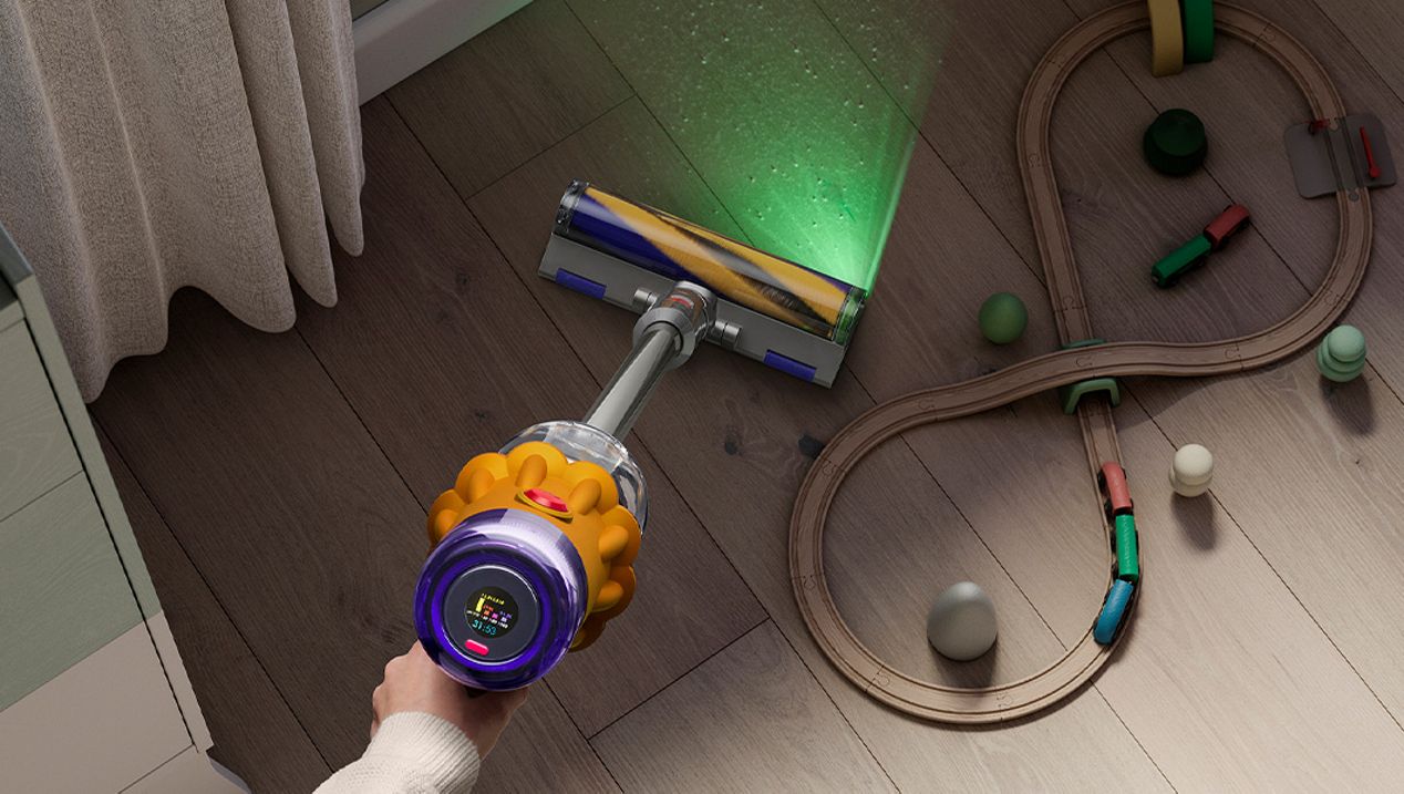 Fluffy™ Optic cleaner head cleaning hard floors in child's room