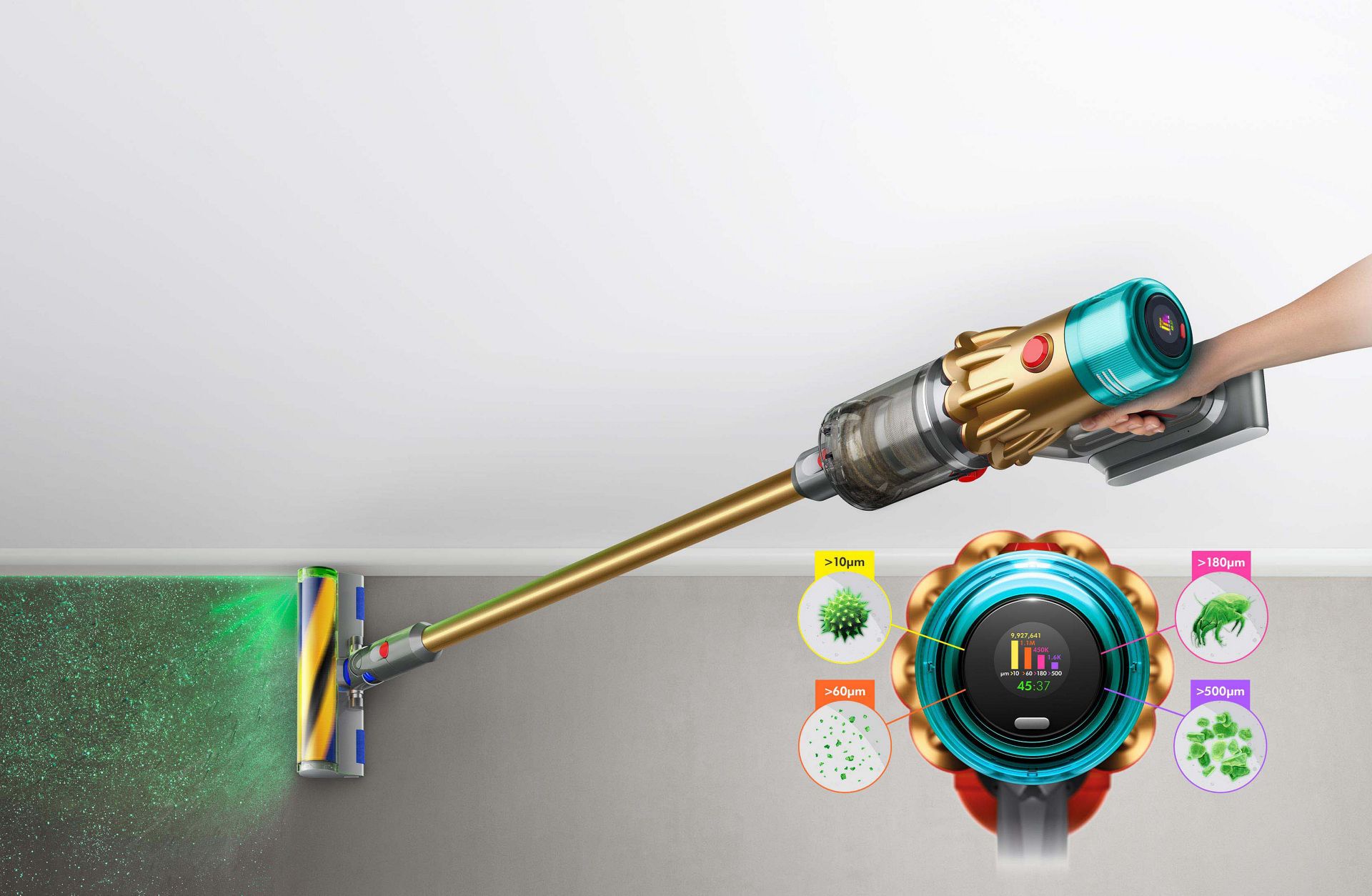 Dyson V12 Slimクリーナーと、Slim Fluffy Laserクリーナーヘッド