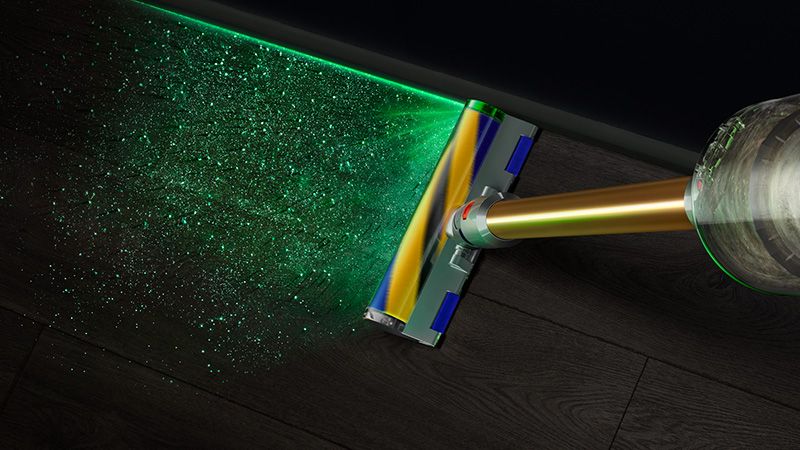 Dyson Fluffy™ Optic cleaner head revealing dust