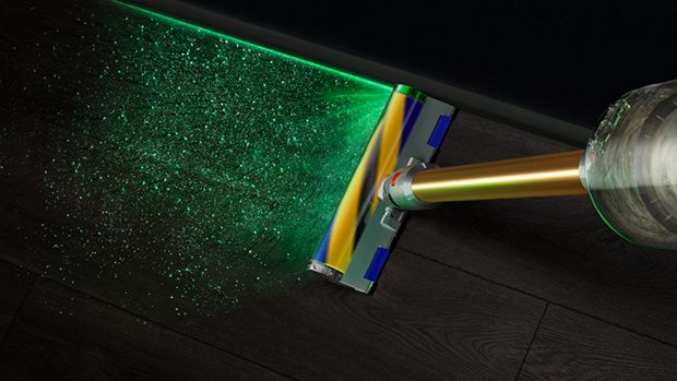 Dyson Laser Slim Fluffy cleaner head revealing dust