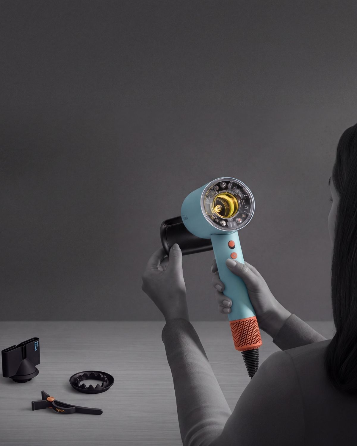 The Dyson Supersonic Nural hair dryer with learning attachments