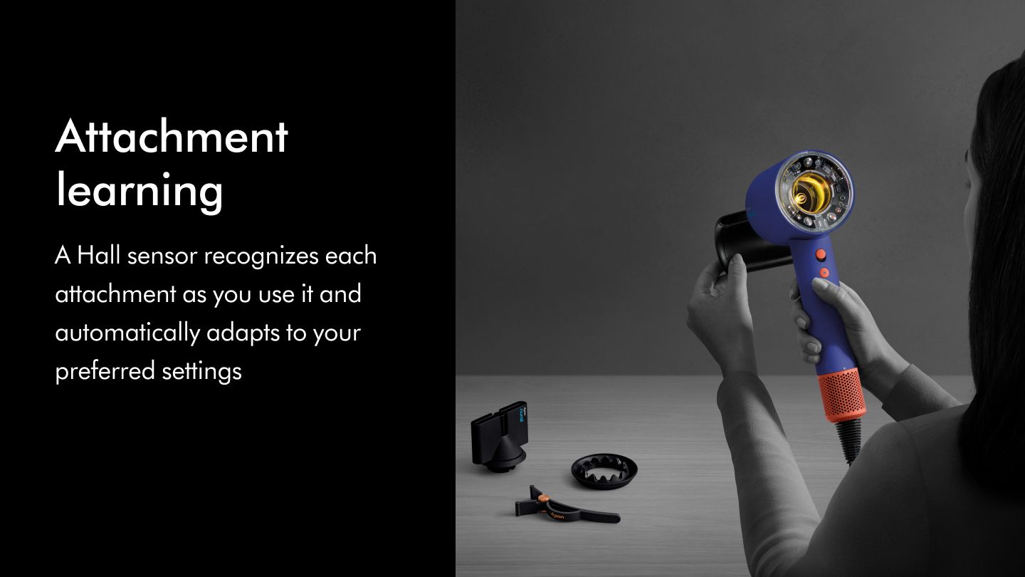 The Dyson Supersonic Nural hair dryer with learning attachments