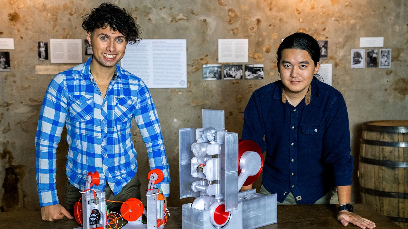 McMaster University students and creators of Polyformer in front of their invention McMaster University students and creators of Polyformer in front of their invention