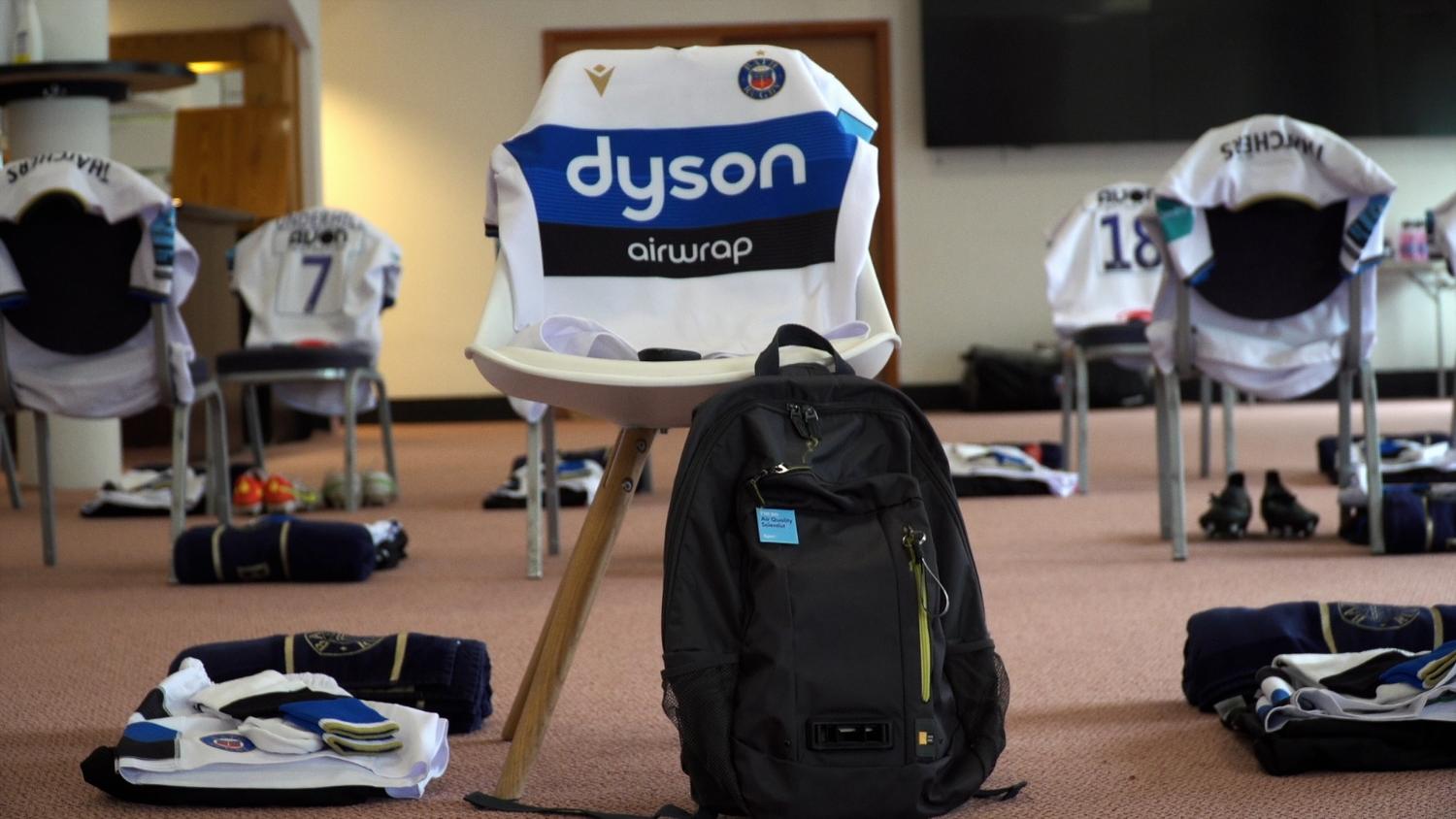 Dyson air quality backpack at Bath Rugby game