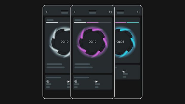 Trzy ekrany z aplikacją MyDyson z wyświetlonyą sekwencją kręcenia loków curl i.d.