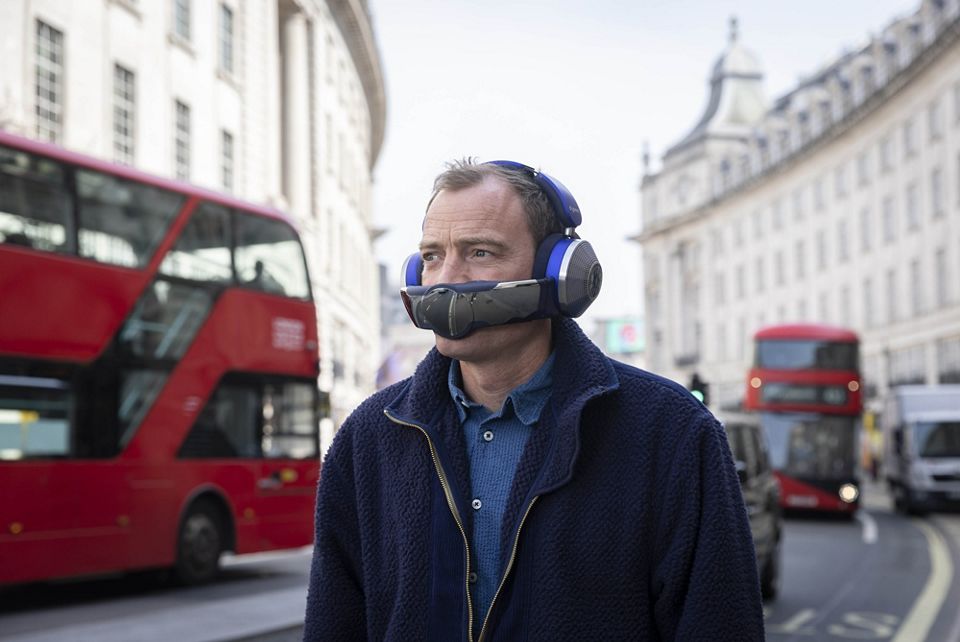 Jake Dyson wearing air purifying headphones 