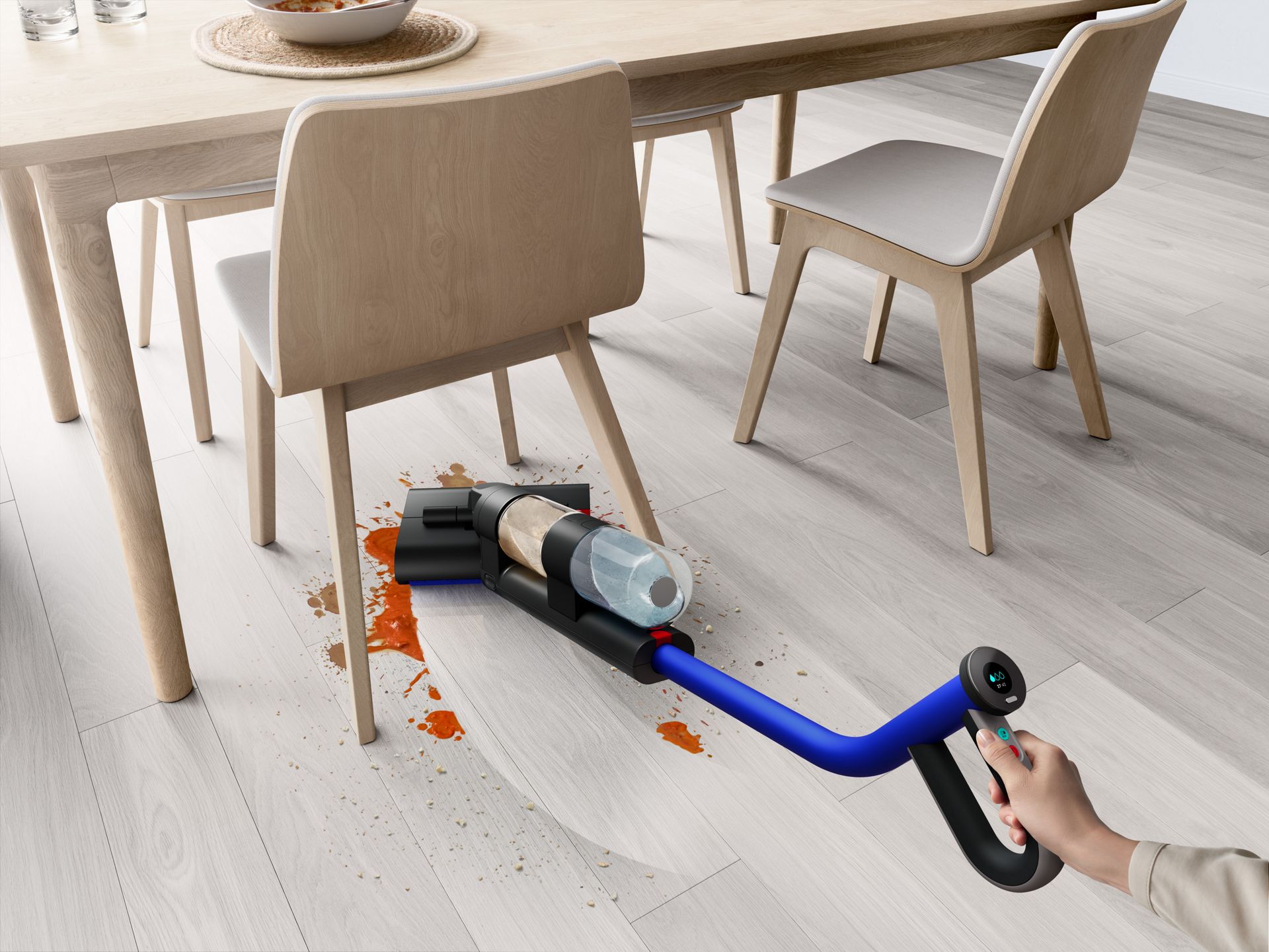 Dyson WashG1 cleaning under table